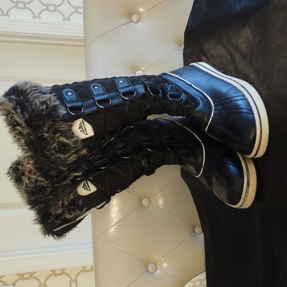 Aleader Faux Fur Size 7.5 Quilted Tall Rain/Snow Boots